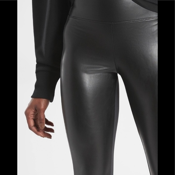 Athleta Delancey Gleam Tight Leggings Black High Rise Size Medium Shiny Shimmer - Picture 4 of 11